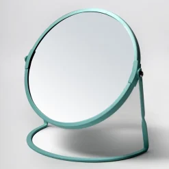 Miroir Simple|Spirella Miroir de salle de bains grossissant inclinable en métal, bleu aqua, l.18 x H.20 x P.10,5 cm, Akira Aqua
