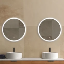 MPGlass Miroir de salle de bains lumineux LED rond Ø 70 cm Bishop 2