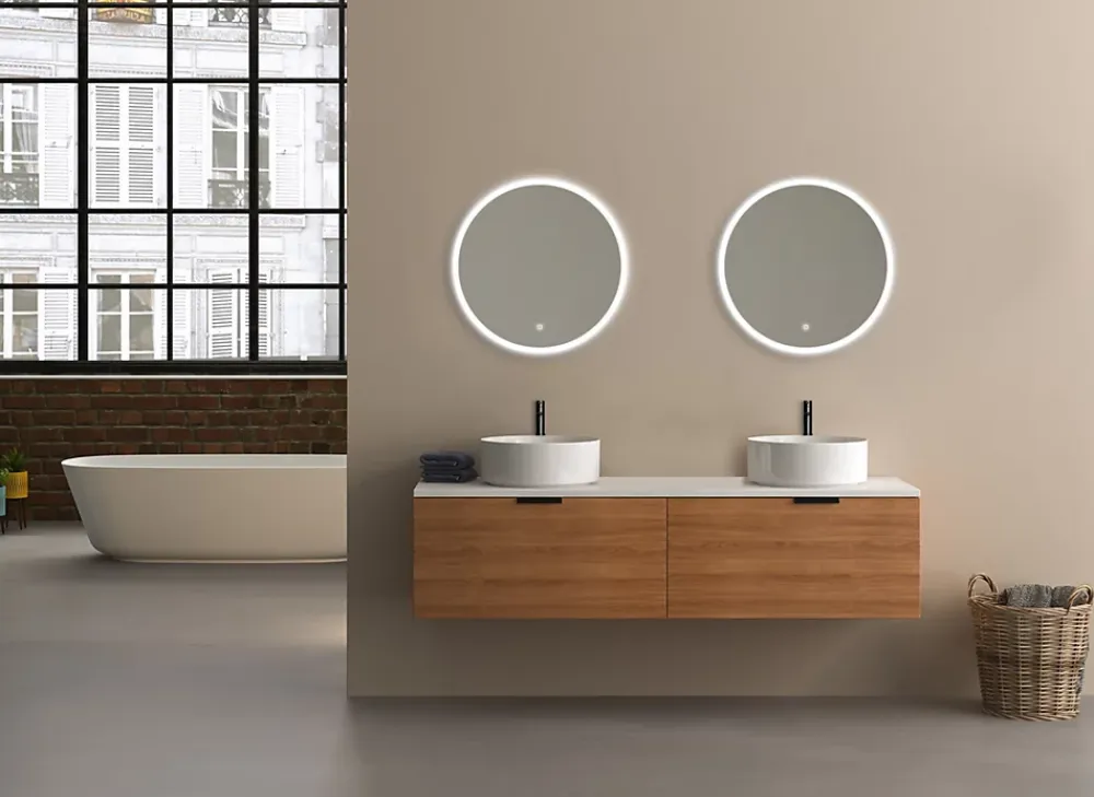 MPGlass Miroir de salle de bains lumineux LED rond Ø 70 cm Bishop 2
