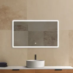 MPGlass Miroir de salle de bains lumineux LED rectangulaire l. 120 x H. 70 cm Bishop 2