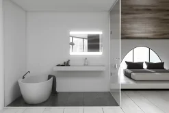 Miroir Lumineux|MPGlass Miroir de salle de bains lumineux LED, argenté l.100 x H.70 cm, Vague