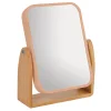 Miroir Simple|MSV Miroir de salle de bains grossissant inclinable, corail et bambou, l.16,3 x H.10,5 x P.5,5 cm, Oslo