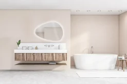 Miroir Lumineux|MPGlass Miroir de salle de bains lumineux LED, l.70 x H.100 cm, argenté, Stone