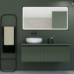MPGlass Miroir de salle de bains lumineux LED noir 70 x 140 cm, Lyon Chic