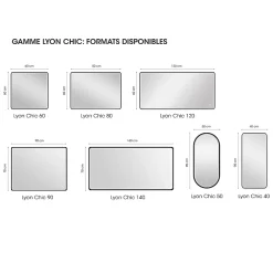 MPGlass Miroir de salle de bains lumineux LED noir 70 x 140 cm, Lyon Chic