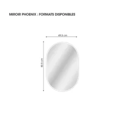 Miroir Lumineux|MPGlass Miroir de salle de bains lumineux LED ovale, 84 x 50 cm, Phoenix