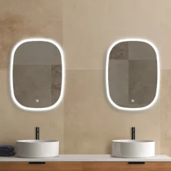 MPGlass Miroir de salle de bains lumineux LED rectangulaire l. 60 x H. 80 cm Bishop 2
