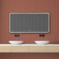 MPGlass Miroir de salle de bains lumineux LED rectangulaire l. 140 x H. 70 cm Denver