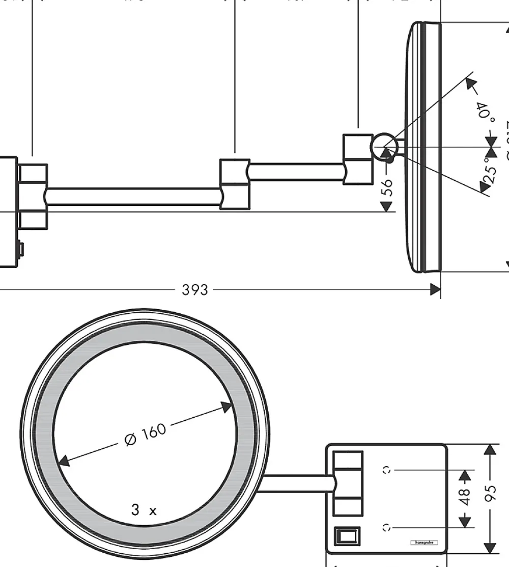 Miroir Grossissant Lumineux|Hansgrohe Miroir de salle de bains lumineux LED grossissant, aspect doré poli,