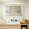 Mon Beau bain Miroir de salle de bains rectangulaire 80x60 cm -LED, Anti-Buée, Mémoire - Miroir lumineux de salle de bains.