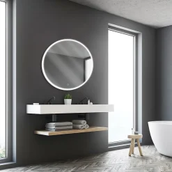 Miroir Lumineux|MPGlass Miroir de salle de bains lumineux LED rond Ø80 cm, argenté, Bishop