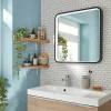 MPGlass Miroir de salle de bains lumineux LED noir 60 x 60 cm, Lyon Chic