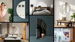 Tulup Miroir demi-rond minimaliste 35 x 70 cm pour salle de bain 1 pièce