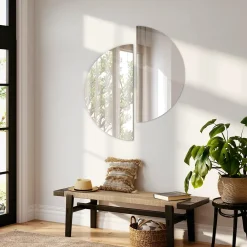 Tulup Miroir demi-rond pour maquillage 40 x 80 cm pour salle de bain 1 pièce