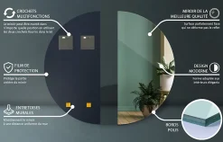 Miroir Grossissant|Tulup Miroir demi-rond 50 x 100 cm grand pour chambre 1 pièce