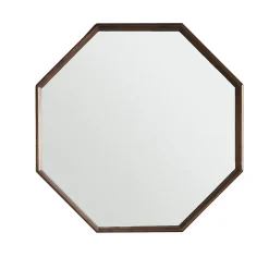 Berah Getah Miroir en mindi massif finition noyer octogonal