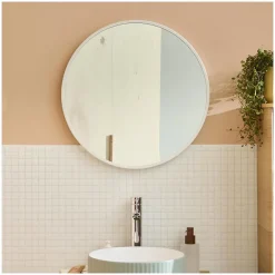 Miroir Simple|Mob-In Miroir en métal rond D60cm EMA Blanc