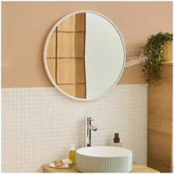 Miroir Simple|Mob-In Miroir en métal rond D60cm EMA Blanc
