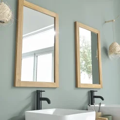Miroir Simple|Berah Getah Miroir en teck massif rectangulaire