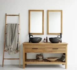 Miroir Simple|Berah Getah Miroir en teck massif rectangulaire