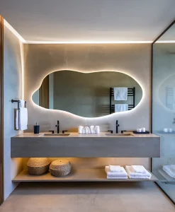 Miroir Lumineux|Tulup Miroir Forme Organique LED 45x100 cm Lumière Neutre Style Unique Pour Décoration Intérieure
