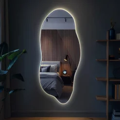 Miroir Lumineux|Tulup Miroir Forme Organique LED 45x100 cm Lumière Neutre Style Unique Pour Décoration Intérieure