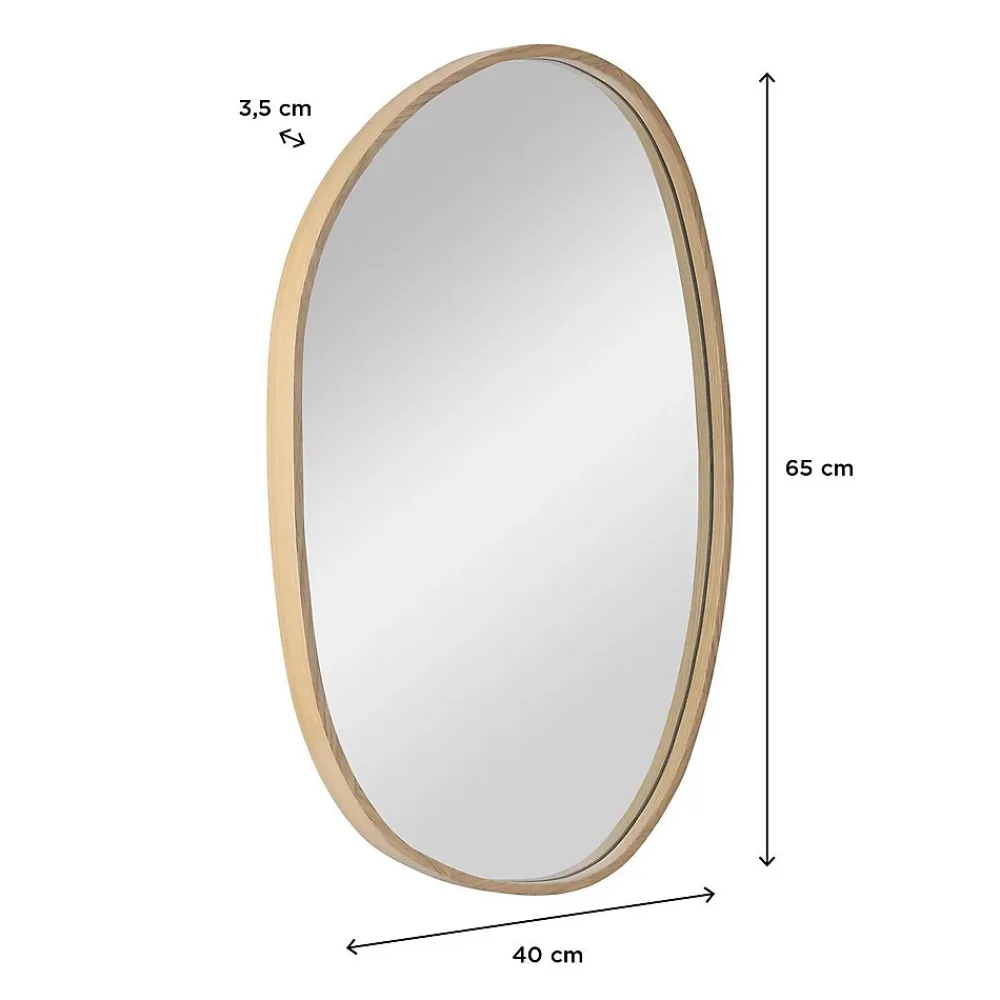 Miroir Simple|Mob-In Miroir galet réversible en chêne 40x65cm