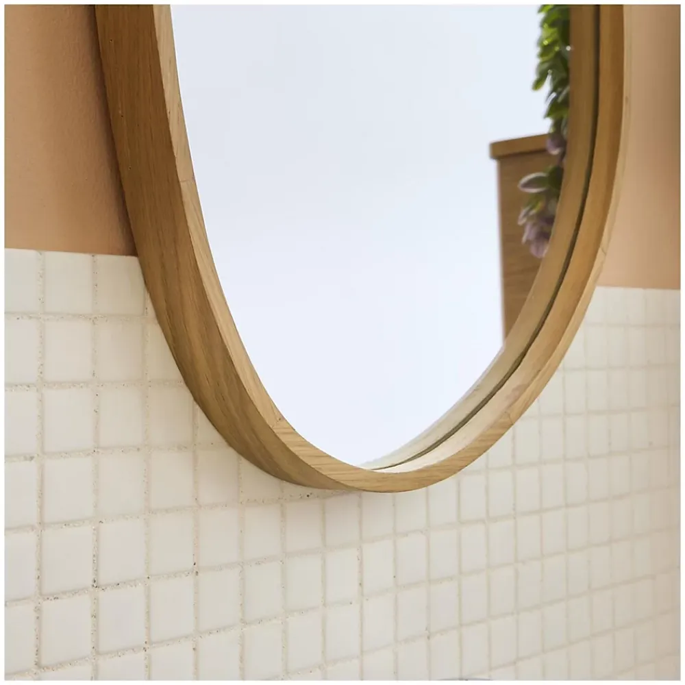 Miroir Simple|Mob-In Miroir galet réversible en chêne 40x65cm