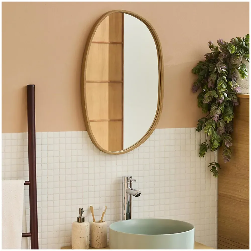 Miroir Simple|Mob-In Miroir galet réversible en chêne 40x65cm