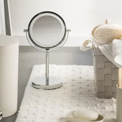 Miroir Grossissant Lumineux|Guy Levasseur Miroir grossissant en métal inox à LED 12x12x30cm
