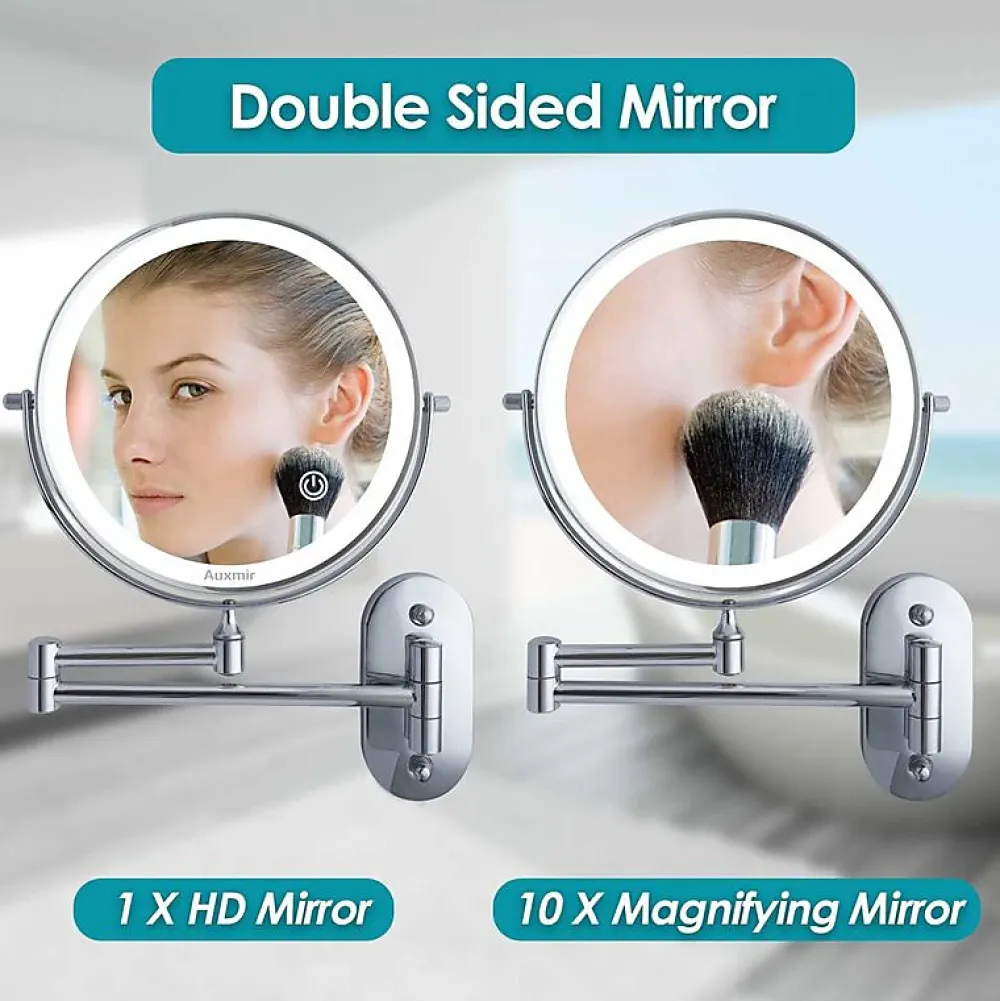 Miroir Lumineux|Deko Miroir grossissant mural, miroir de maquillage mural télescopique