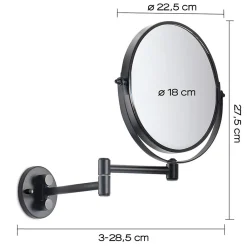 Miroir Grossissant|Kiamami Valentina Miroir Grossissant Pour Montage Mural, Réglable, Laiton Noir Mat