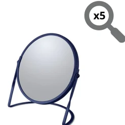 Spirella Miroir grossissant sur pied Acier AKIRA Bleu mat