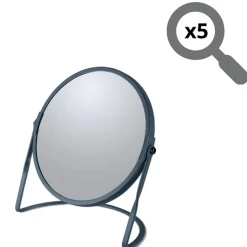 Miroir Grossissant|Spirella Miroir grossissant sur pied Acier AKIRA Pétrole mat