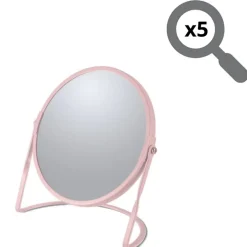 Miroir Grossissant|Spirella Miroir grossissant sur pied Acier AKIRA Rose mat