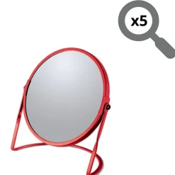 Spirella Miroir grossissant sur pied Acier AKIRA Rouge mat