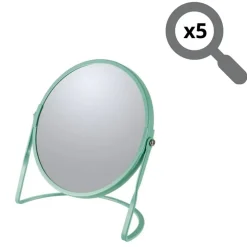 Miroir Grossissant|Spirella Miroir grossissant sur pied Acier AKIRA Vert mat