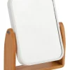 Miroir Grossissant|MSV Miroir grossissant x 1 et x 2, Rectangulaire, pose libre, blanc et bois, L.16,3 x l.5,5 x H.10,5 cm, Oslo