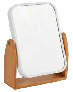 Miroir Grossissant|MSV Miroir grossissant x 1 et x 2, Rectangulaire, pose libre, blanc et bois, L.16,3 x l.5,5 x H.10,5 cm, Oslo
