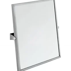 Miroir Simple|Sanindusa Miroir inclinable de salle de bain PMR normes handicapé inclinaison réglable NewWCCare 60x65 cadre inox brossé
