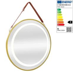 Pro.Tec Miroir LED avec corde Picerno 60 x 60 x 4 cm or
