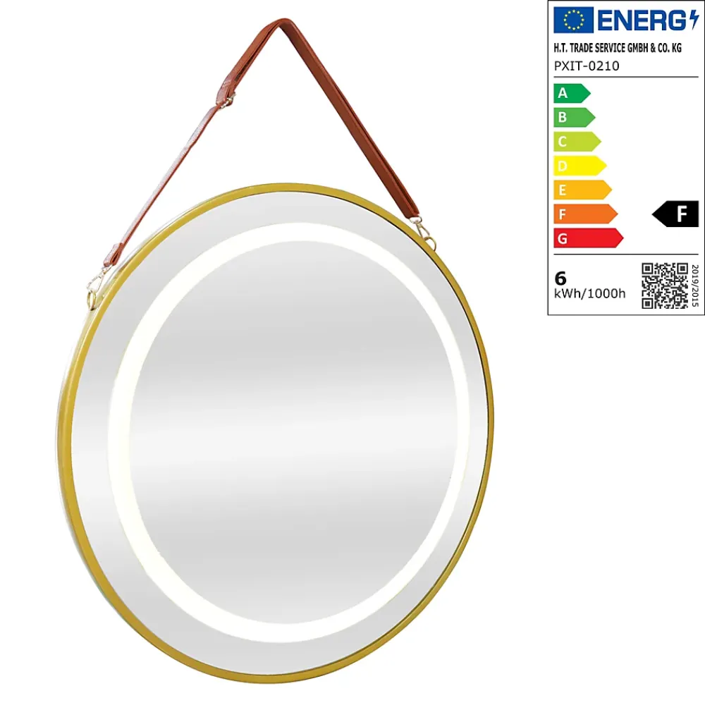 Pro.Tec Miroir LED avec corde Picerno 60 x 60 x 4 cm or