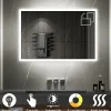 Miroir Lumineux|Saniverre Miroir LED lumineux TEMEO 90 x 120 cm (ou 120x90) antibuée + intensité 2100 lms & couleur réglables salle de bain -