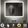 Miroir Lumineux|Saniverre Miroir LED lumineux TEMEO 80 x 100 cm (ou 100x80) antibuée + intensité 2100 lms & couleur réglables salle de bain -