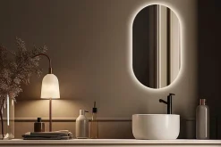 Miroir Lumineux|Tulup Miroir LED ovale 40x70 cm lumiere chaude salle de bain
