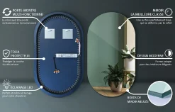 Miroir Lumineux|Tulup Miroir LED ovale 40x70 cm lumiere chaude salle de bain