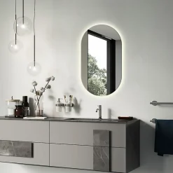 Miroir Lumineux|Tulup Miroir LED ovale 40x70 cm lumiere chaude salle de bain