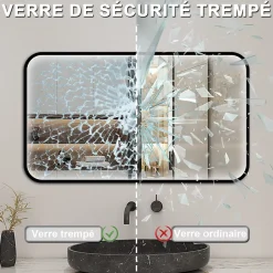 AICA Sanitaire Miroir LED pour Salle de Bain 120x70 cm - Anti-Buée, Lumière tricolore et Dimmable