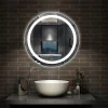 AICA Sanitaire Miroir LED rond de 60cm, dimmable + mémoire + antibuée, IP44, avec interrupteur tactile, 6000k blanc froid,