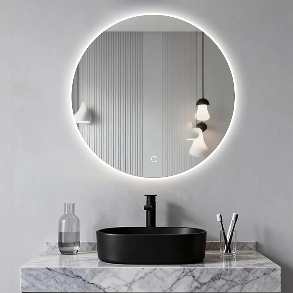 Saniland Miroir LED rond pour salle de bain de diamètre 60cm avec éclairage LED lumière froide